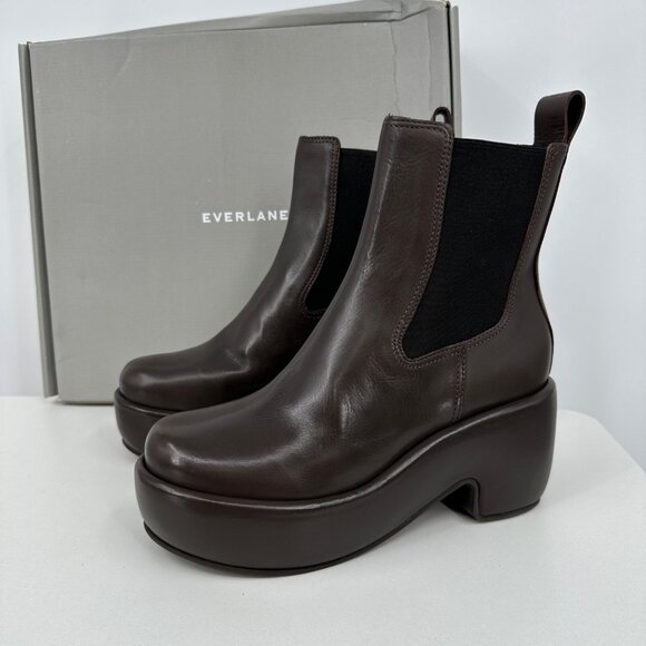 Everlane The Puffa Boot in Dark Brown sz 7.5 Chelsea Ankle 3.25" Chunky Platform - Picture 2 of 10